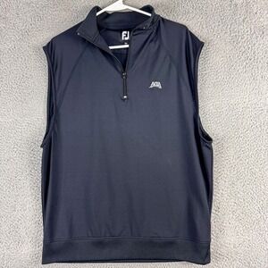 FootJoy Golf Vest‎ Mens Medium Black Quarter Zip Sleeveless Pullover Avila Logo